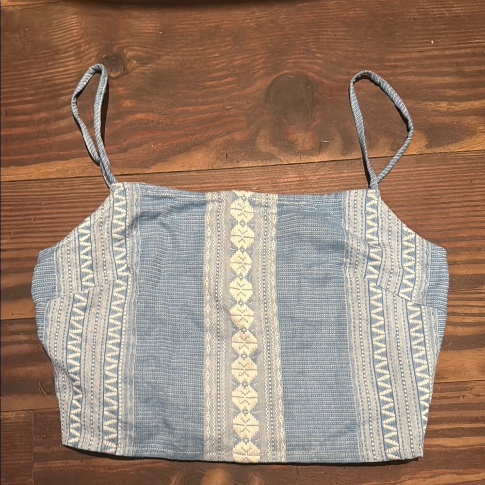 Lulu's Blue and White Crop Camisole Beachy